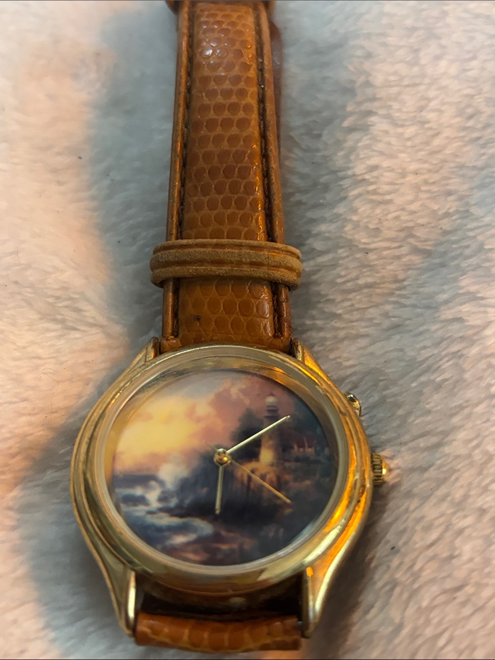 Vintage Golden Lighthouse Art Watch - Brown